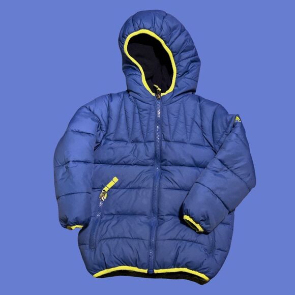 Snozu Puffer Jacket Double Zip Blue/Black Fleece Size 4T - Picture 4 of 5